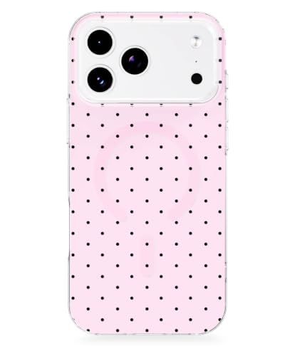 Feams for iPhone 18 Pro Max/17 Pro Max Case [Compatible with Magsafe] Slim Shockproof Protective TPU Phone Cover for iPhone 18 Pro Max/17 Pro Max 6.9" Women Girls, Cute Pink Black Polka Dot