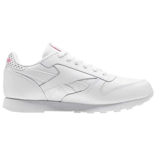 Reebok Cl Leather Squad, Chaussures de Gymnastique Fille, Blanc Cassé (Whiteacid Pink Whiteacid Pink), 34.5 EU