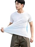 [Supulin] インナーシャツ 半袖 Tシャツ 丸首【抗菌防臭×吸汗速乾】 メッシュ素材 涼しい 通気性 ストレッチ やわらか 蒸れにくい ひんやり 薄型 肌着 下着 スポーツ ビジネス 野球 猛暑対策 男女兼用 メンズ 夏用 無地 ホワイト 2XL