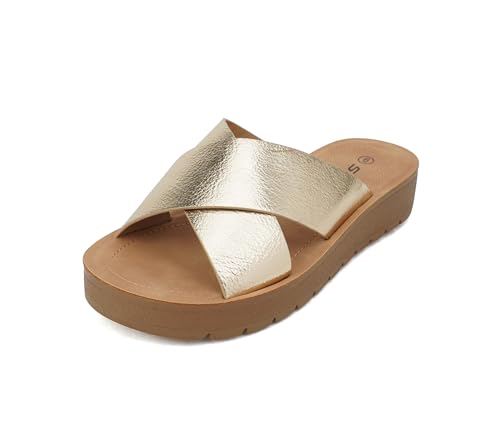 Image of Soda LUCY ~ Women Open Toe Flatform Platform Crisscross Band Upper Fashion Slide Sandals