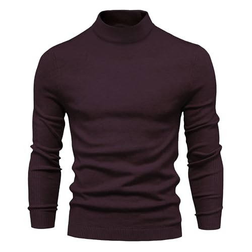 JEKE-DG Men's Stand Collar Basic Casual Pullover Solid Slim Fit Long Sleeve Sweater Lightweight Comfort Knitted Sweaters