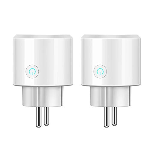 bqmqolove 2 Paquetes WiFi Socket Remoto Inalámbrico Smart Timer Plug Control de Voz Trabaja con Amazon Alexa y Google Assistant Smart Power Socket Enchufe de la UE