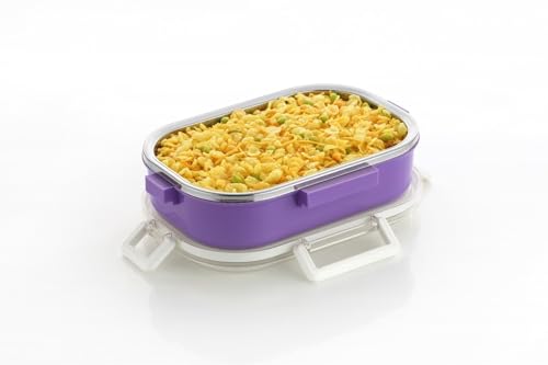 Image of Puno Premium Stainless Steel Insulated Lunch Box with Plastic Outer Case | Leakproof Bento Box with Spoon & Fork | Food Storage Container for Office, School & Travel - 1