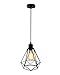 EDO Suspension ALAMBRA LARGO, Vintage, Rétro, lampe suspendue en acier et plastique noir, idéal pour Salon, Chambre, Café, Restaurent, Culot E27, Cage: 20x23, IP20, 230V, EDO777193
