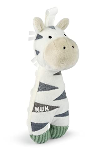 NUK Chupete Little Friend de peluche y estrella para bebé, 0 – 6 meses, con clip integrado, para chupete con anillo, diseño de cebra