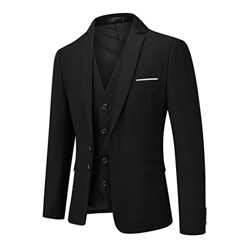 YOUTHUP Mens Slim Fit 3 Piece Suit 2 Button Business Wedding Suits Tuxedo Blazer Waistcoat Trousers - Image 3