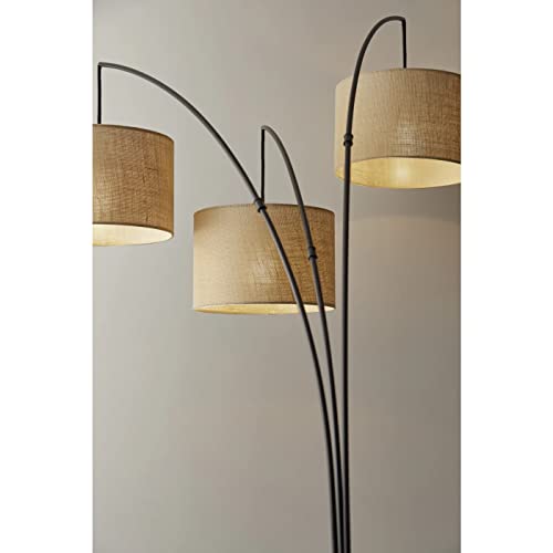 Adesso 4238-26 Trinity Arc Floor Lamp Antique Bronze Finish, Beige Burlap . Home Decor Lamps And Light Fixtures, 82",3 Arm thumb #5