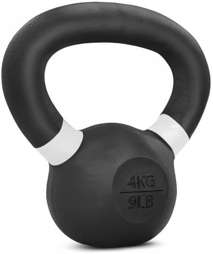 Miniatura 8 de Yes4All Powder Coated Kettlebell, Cast Iron Core Kettlebells with Non-Slip Handle & Flat Bottom for Conditioning, Heavy Duty for Strength Training,