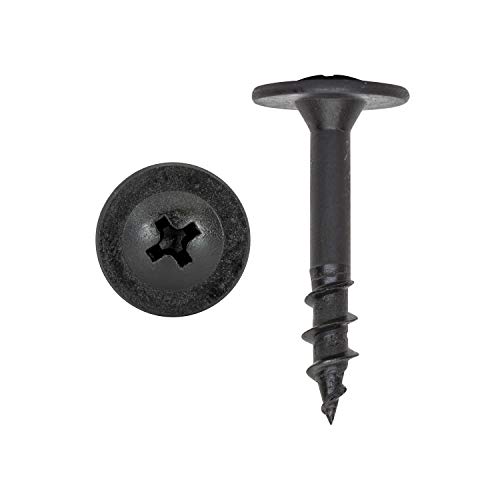 100 Pack of Rok Hardware #8 x 1  Coarse Deep Thread Truss Head Drawer Front Adjustment Phillips Screws, Black S8X1-1WPCBLK