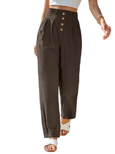 Image of TOPLOT Women High-Waist Pants | Pleated Relaxed Fit Trousers for Woman | Casual & Elegant Look with Workwear for Office, Events & College (5194)