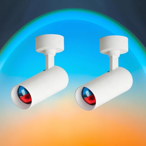 Image of Bravsekai 2PCS Dawn Sky Ceiling Spotlights, LED Gradient Close-to-Ceiling Lights with Blue & Orange Glow, Fresh Morning Light Effect, Artistic Accent Lighting for Bedroom, Living Room & Studio