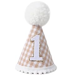 Beige Gingham Party Hat
