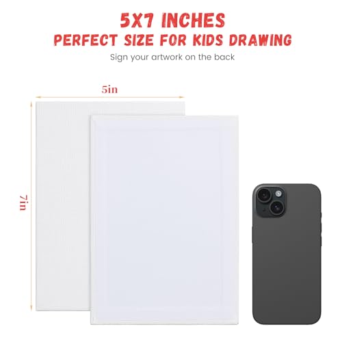 Image of Simetufy 64 Pack 5x7 inch Flat Canvas Boards for Kids Painting, Small Canvas Panels Blank- Gesso Primed Acid-Free 100% Cotton for Acrylics Oil Watercolor Tempera Paints