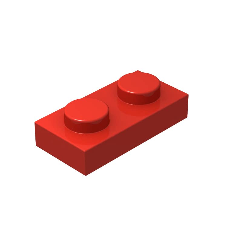 Classic Red Plates Bulk, Red Plate 1x2, Building Plates Flat 100 Piece, Compatible with Lego Parts and Pieces: 1x2 Red Plates(Color: Red)