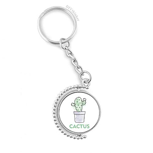Porte-clés rotatif cactus aquarelle pour personnaliser votre sac de bureau