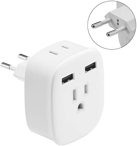 European Plug Adapter,with Dual USB - Type C - Europe - USA Input,4 in 1 US to Europe Travel Plug Adapter for France,Italy,Germany, Spain,Greece
