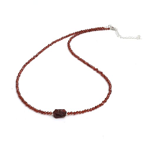 Gempires Gemstone Beaded Necklace with Raw Stone Crystal Jewelry Hypoallergenic 18 Inch Silver Plated Elegant Handmade Jewelry Gifts For Women