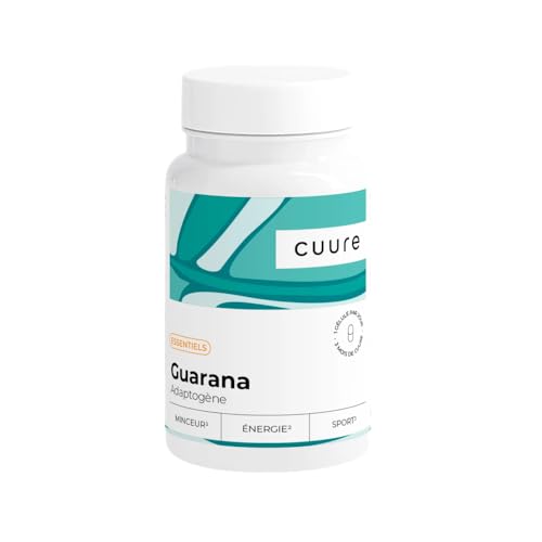Cuure - Guarana Pur - CUURE - 90 Jours - 22% de Caféine - Fatigue Mentale et Physique - Contrôle du Poids - Puissant et Efficace - Complément Alimentaire Vegan - Formulé et Conditionné en France
