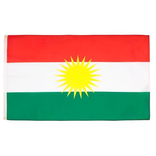 Image of AZ FLAG - Kurdistan Flag - 3x5 Ft - Light Polyester Curdistan Banner with Two Brass Eyelets - Fade Resistant - Vivid Colors - 3' x 5' Feet - 150x90 Cm