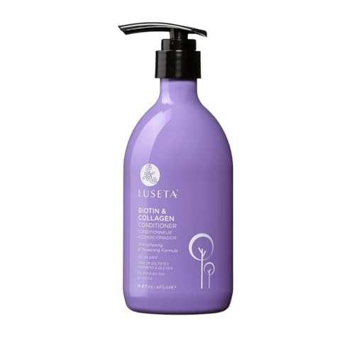 Image of LUSETA Biotin Conditioner for Thinning Hair - Collagen &Argan Oil Infused Volumizing Treatment, Adds Fullness, Strengthens Weak Hair, Sulfate-Free 16.9oz