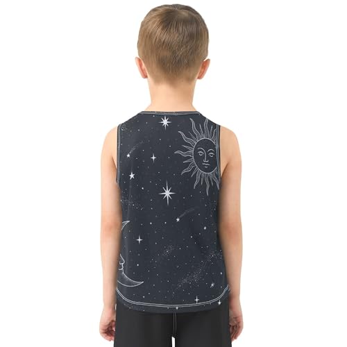 JUNZAN Space Galaxy Boy Athletic Tank Tops Sleeveless Teens Vest Youth Performance Undershirt for Surfing Vacation Swim 3T3