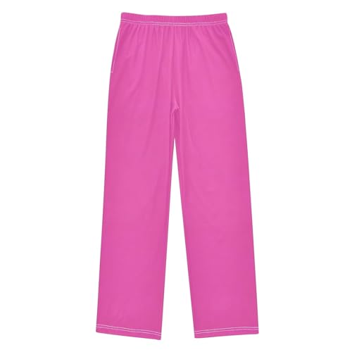 Fashion Pink Pajama Pants, Soft Modal Blend Lounge Bottoms with Elastic Waist and Pockets for Spring Fall, Small