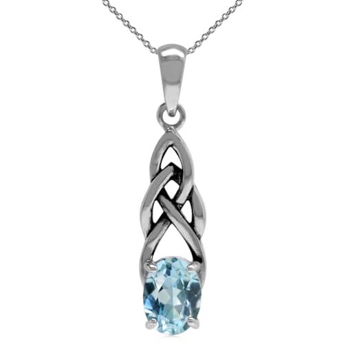 Silvershake 1.5ct. Genuine Blue Topaz 925 Sterling Silver Celtic Knot