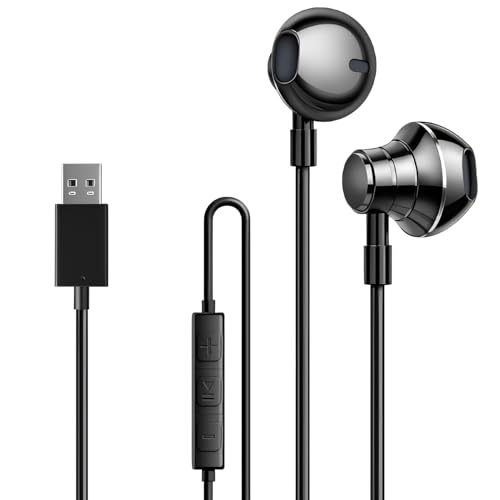 BosuLai USB Auriculares Intrauditivos, 2,5m PC Auriculares Gaming con Micrófono y Control de Volumen, para Computadora PS4 PS5 PC Laptop Conferencias Skype Chat