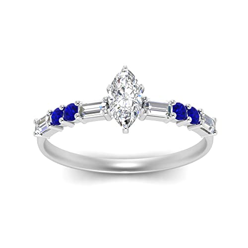 Image of 925 Sterling Silver Marquise Cut Simulated Diamond Vintage Classic Engagement Ring Wedding Band Matching Jewelry for Women, Promise Ring Set US Size 4-12