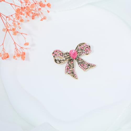 Image of Rhinestone Bow Brooch Vintage Crystal Large Bowknot Brooches for Women Brooch Pin Wedding Fashion Jewelry Accessories,Women Gift