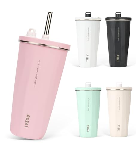 �ySNS�Řb��zTYESO �^���u���[ �X�g���[�t�� 470ml �X�e�����X �W�t�� �^��f�M �ۉ� �ۗ� �A�E�g�h�A �����^�ѕ֗� ������ �R��Ȃ� ��e�� ���F �g���x�� 2025�N�A�b�v�O���[�h��