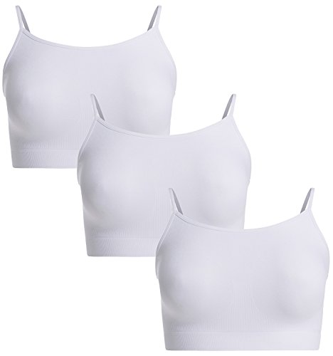 UnsichtBra Damen Bustier BH ohne Bügel | Nahtloser Seamless BH & Bralette im 3er Pack | Bequemer Schlaf BH aus weicher Mikrofaser | Atmungsaktive Unterwäsche Damen (3 x Weiss, 2XL)