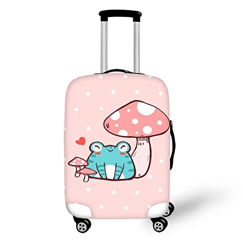 Ystardream Pink Mushroom Frog Luggage Cover, Anti-scratch Suitcase Protector, Fits 22