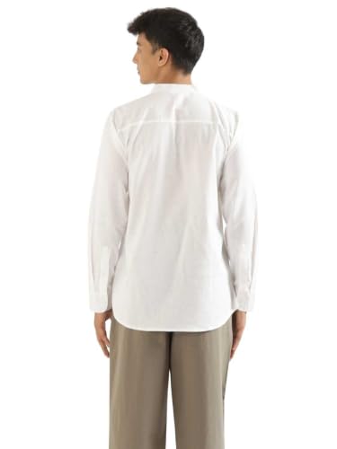 Image of SAADAA Men's Short Kurta - Linen Cotton Blend, Airy Fabric, Regular Fit, Mandarin Collar, Solid Color - Casual, Festive & Ethnic Wear