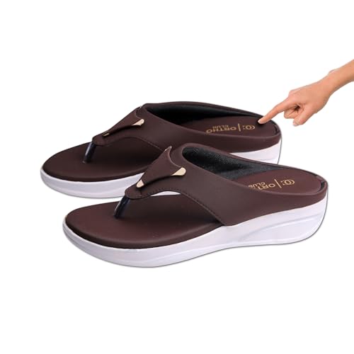 Image of ORTHO CLUB Orthopedic Women's Slippers | Brown Soft Comfort Slip-On Sandal for Heel Pain Relief | Anti-Skid Sole | Lightweight Flip-Flop
