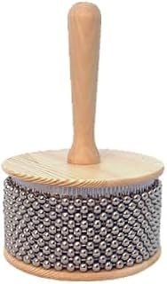 Angel Cabasa – Percussion Hand Instrument with Textured Steel Beads and Wooden Handle – Available in 3 Sizes (11.5 cm)