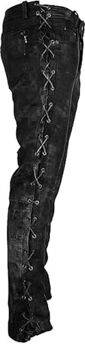 ZM ATTIR Men's Distressed Leather Pants Side Lace Up Waxed Jeans | Men's Leather Pants2