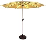 Outdoor Solar Patio Umbrella String Lights Solar Powered Bright 8 Modes 104LED Lights Included 3AA 800mAh Battery,for Beach Deck Umbrella Garden Party Christmas Outdoor Decoration