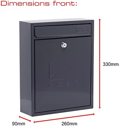 Burg Wächter MB05A Compact Wall Mounted Galvanised Steel Postbox, Anthracite