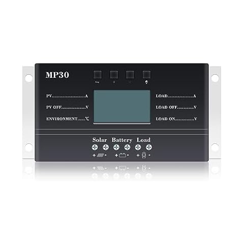 Alrska Solar Charge Controller 30A 12V/24V PWM Negative Ground Solar Charge Controller Solar Panel Regulator w/ Temp Sensor Function Fit for Lithium, Sealed, Gel, and Flooded Batteries Cover