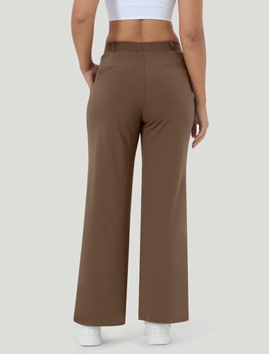 Image of Wide Leg Work Pants for Woman Stretchy Office Slack Dress Pants Business Trousers with Pockets