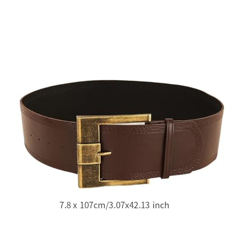 Women Waist Belt Decoration - Vintage Wide PU Leather Belt with Copper Buckle for Dresses, Wedding, Date Night, 3.07 Inches x 42.13 Inches4