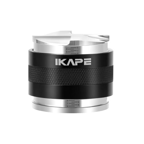 IKAPE Coffee Products, 53mm Coffee Distributor & Hand Tamper, Adjustable Depth Espresso Distributor Fits All 53mm Espresso Portafilter, Compatible with 54MM Breville Bottomless Portafilter (Black)