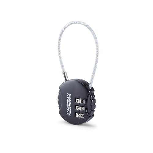 Image of American Tourister 3-Dial Cable Lock | Travel Lock | Luggage & Backpack Security | Resettable Combination Lock | Black