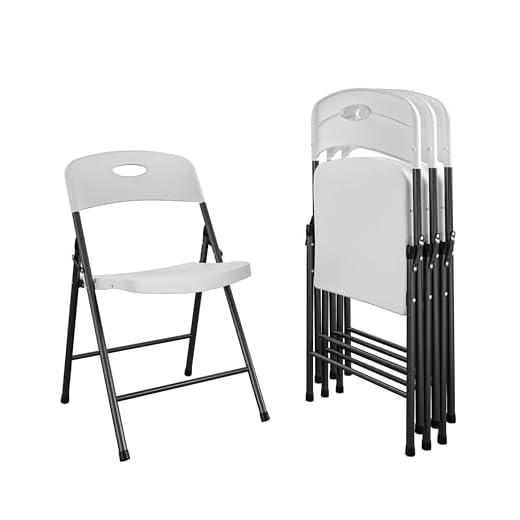 CoscoProducts COSCO Solid Resin Folding Chair, (Pack of 4), White