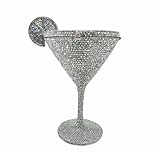 WuDiaoer Novelty Goblet Shape Rhinestone Evening Clutch Luxury Ladies Party Dinner Crystal Purses Cocktail Prom Handbags, Silver