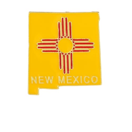 New Mexico State Shaped Map Lapel Pin, Premium Brass Enamel Flag Brooch Badges, Patriotic Travel Souvenir Keepsake for Hat Backpack Bags Clothing