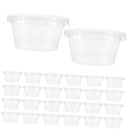 Cabilock 60ml Disposable Takeout Sauce Cups 100pcs Condiment Containers Lids Dressing Sauce Cups Lids Dipping Containers