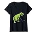 Donna Field Hockey Dinosaur T-Rex Player Uomini Donne Adolescenti Maglietta con Collo a V