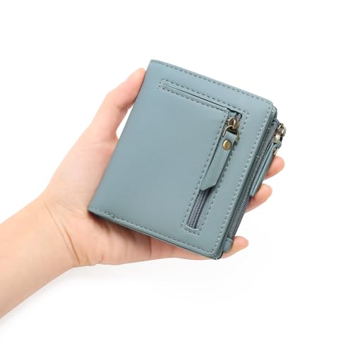 Image of GOIACII Small Women's Wallet Compact Bifold Credit Card Holder Mini Ladies Purse with 2 Zipper Coin Pockets